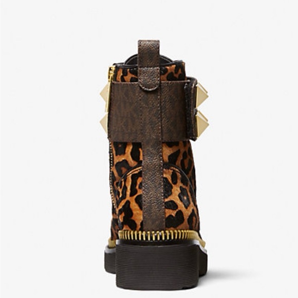 Michael Kors Haskell Studded Printed Calf Hair Combat Boot - Picture 4 of 4